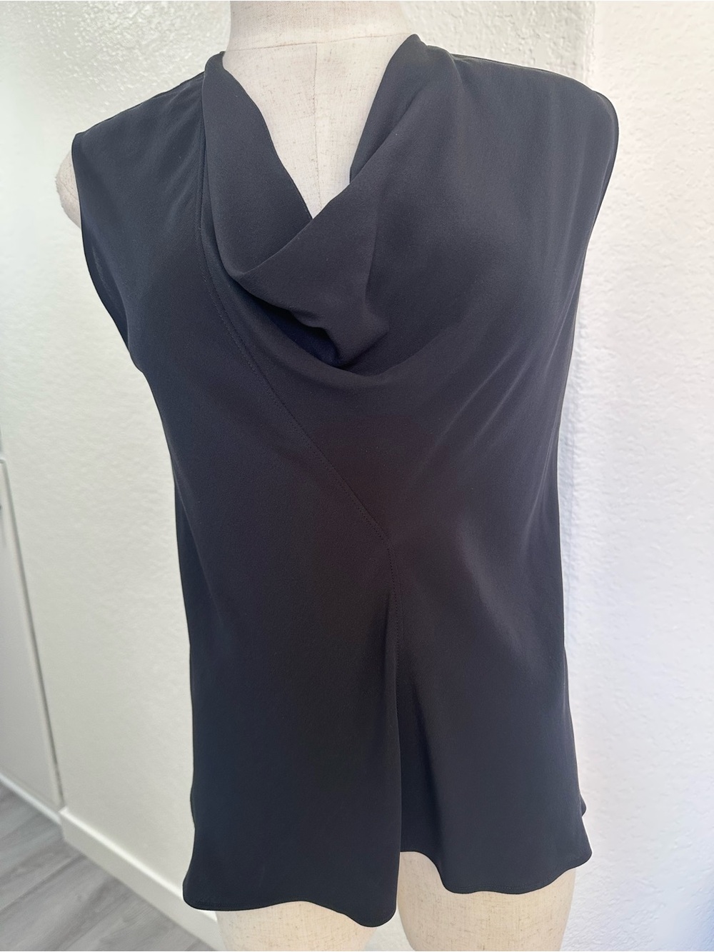 Chloe Black Sleeveless Drape Neck Top
